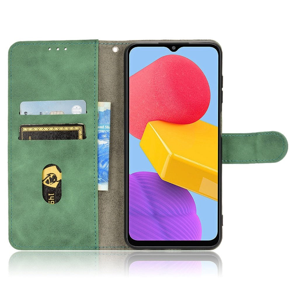 Samsung Galaxy M13 Læder Flip Cover m. Pung og Magnetisk Luk - Grøn