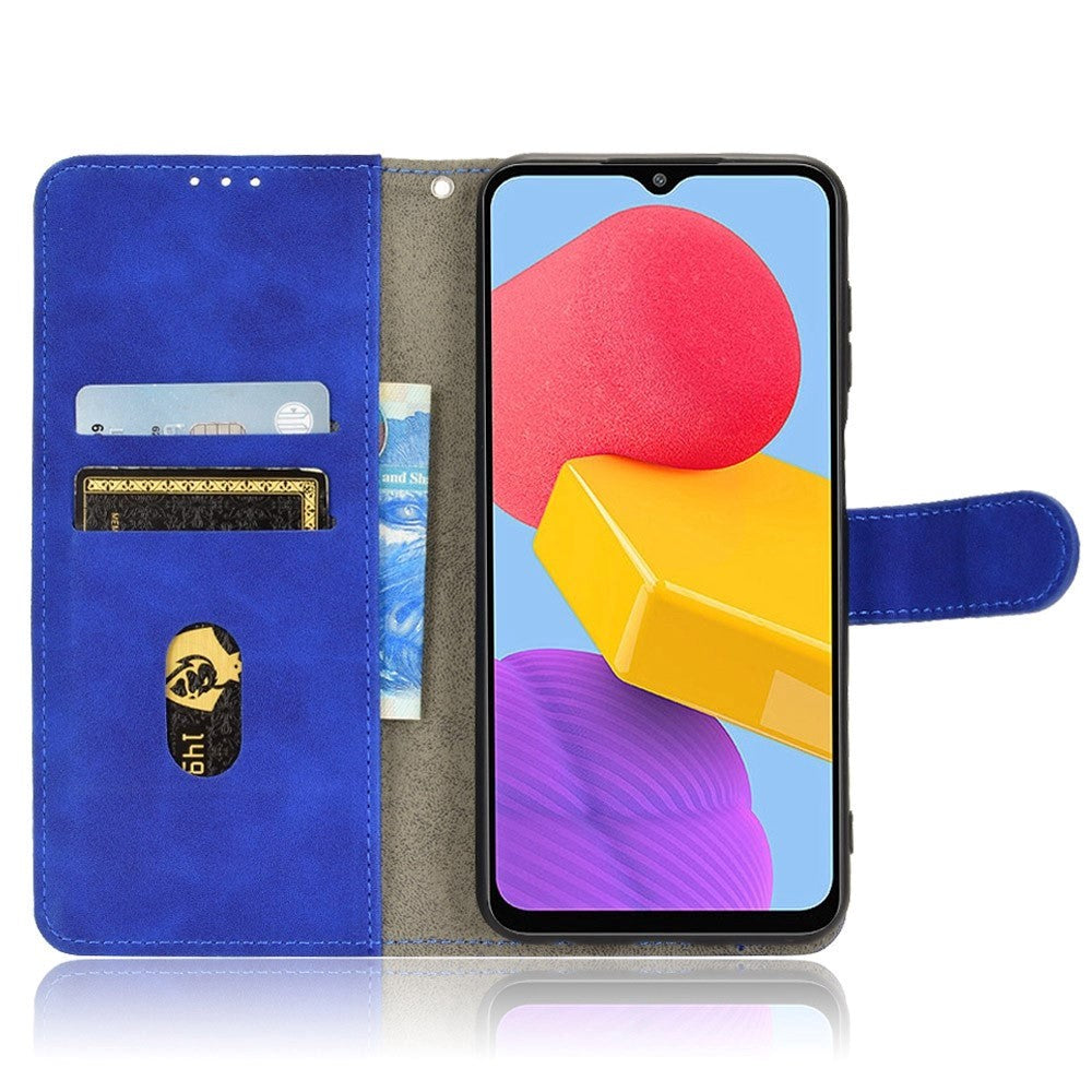 Samsung Galaxy M13 Læder Flip Cover m. Pung og Magnetisk Luk - Blå