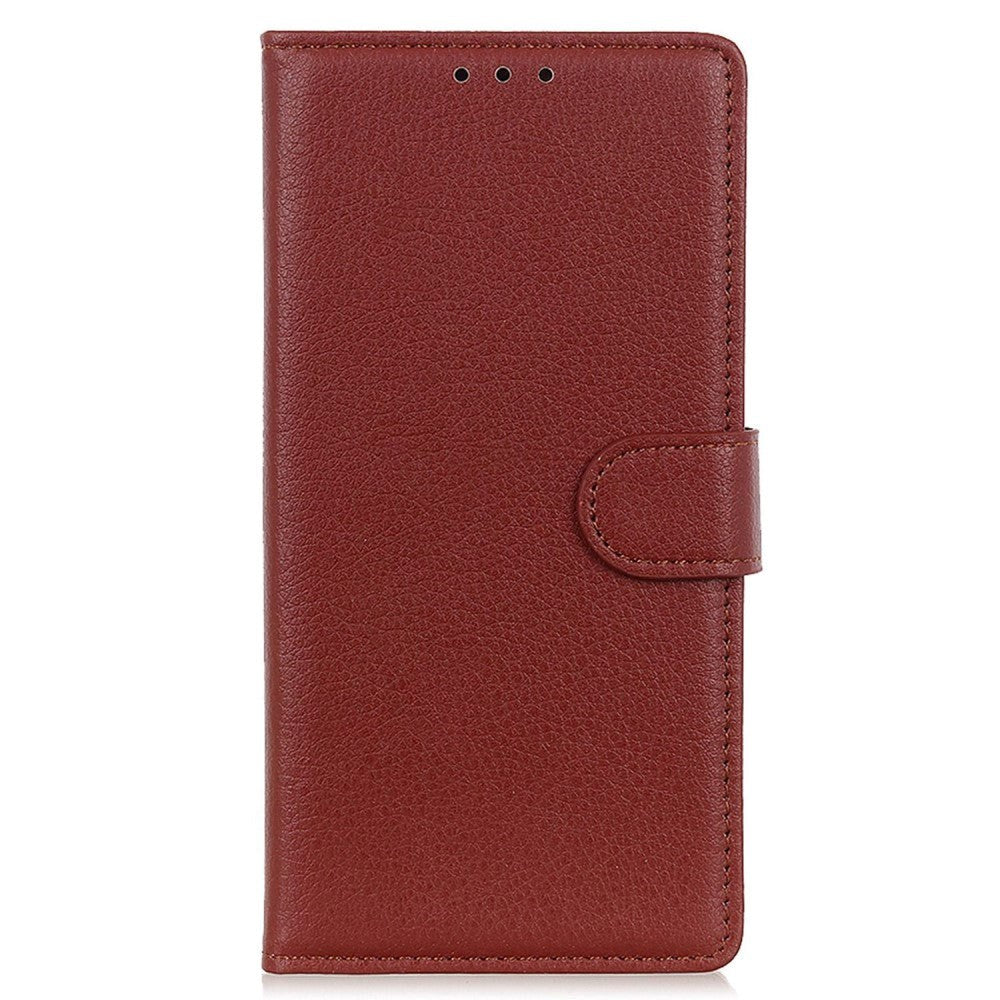 Motorola Moto G32 Litchi Læder Flip Cover m. Pung - Brun