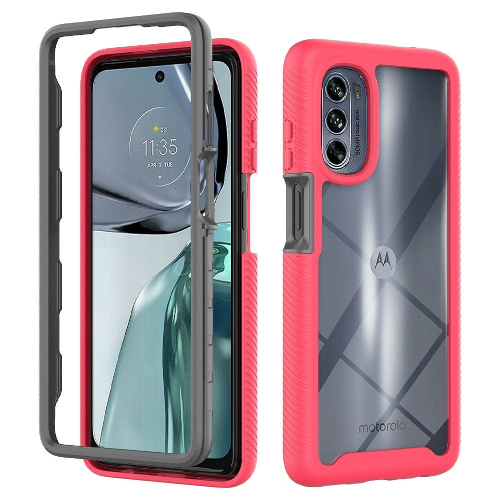 Motorola Moto G62 Håndværker Bagside Cover m. Gennemsigtig Bagside - Rød