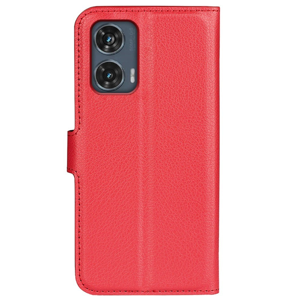 EIDERWOOD Motorola Edge 50 Fusion Litchi Læder Flip Cover m. Pung - Rød