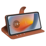 EIDERWOOD Motorola Edge 50 Fusion Litchi Læder Flip Cover m. Pung - Brun