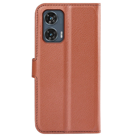 EIDERWOOD Motorola Edge 50 Fusion Litchi Læder Flip Cover m. Pung - Brun