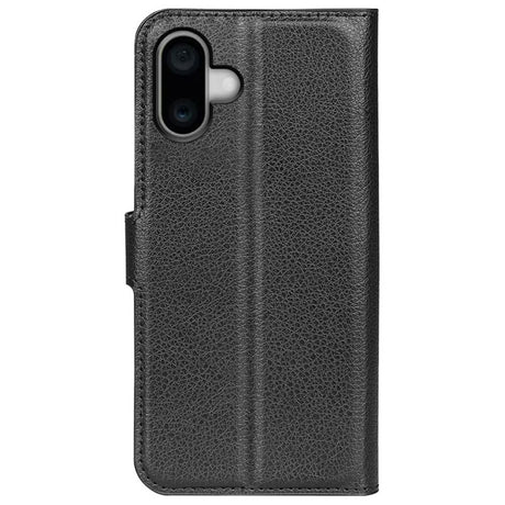 EIDERWOOD iPhone 16 Plus Litchi Læder Flip Cover m. Pung - Sort