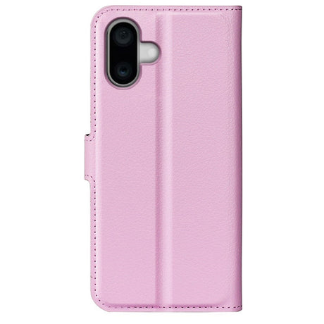 EIDERWOOD iPhone 16 Plus Litchi Læder Flip Cover m. Pung - Lyserød