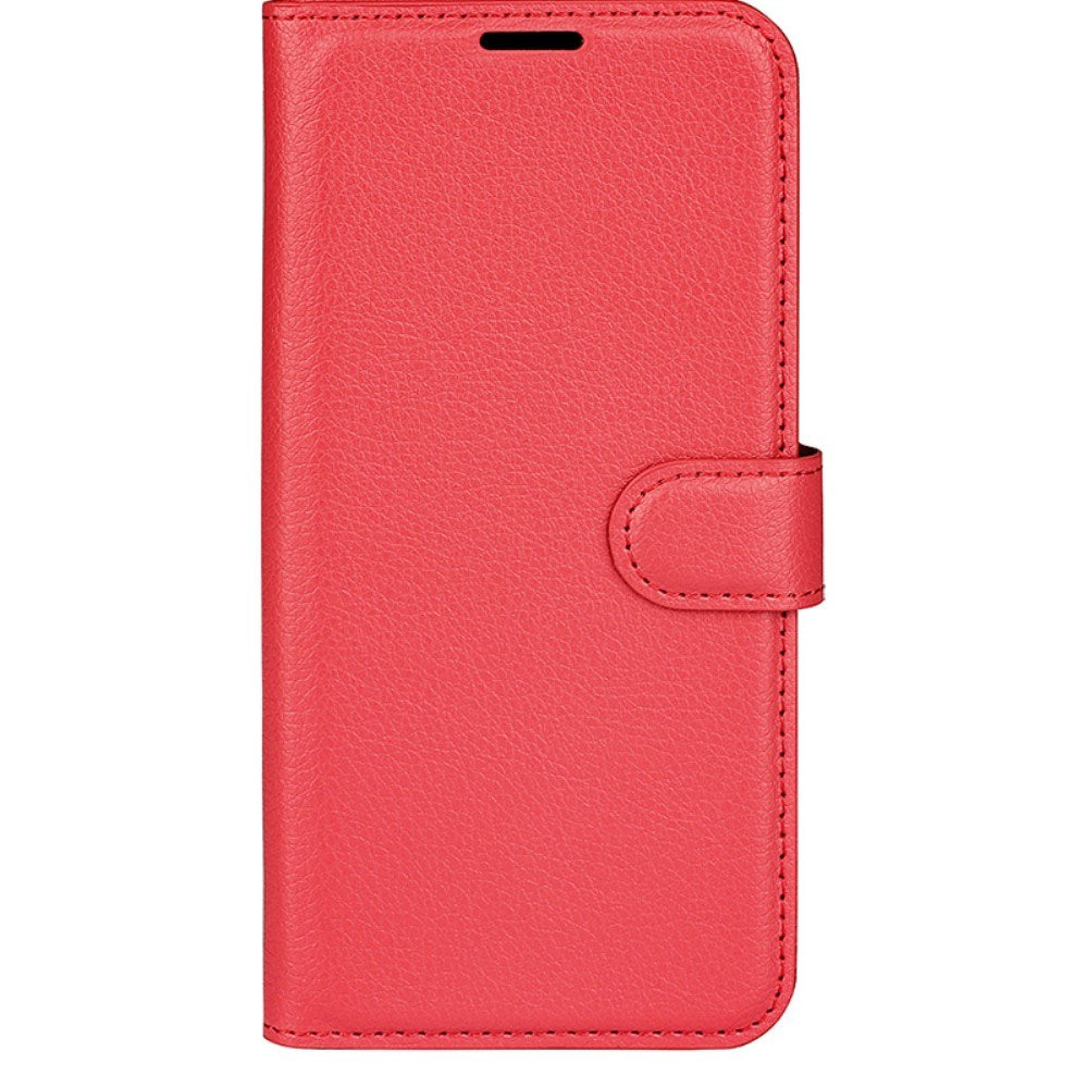 EIDERWOOD iPhone 16 Plus Litchi Læder Flip Cover m. Pung - Rød