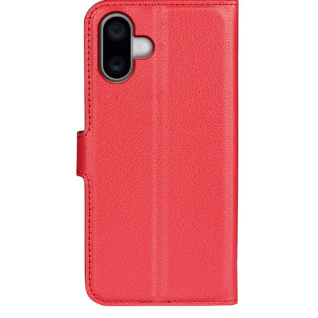 EIDERWOOD iPhone 16 Plus Litchi Læder Flip Cover m. Pung - Rød