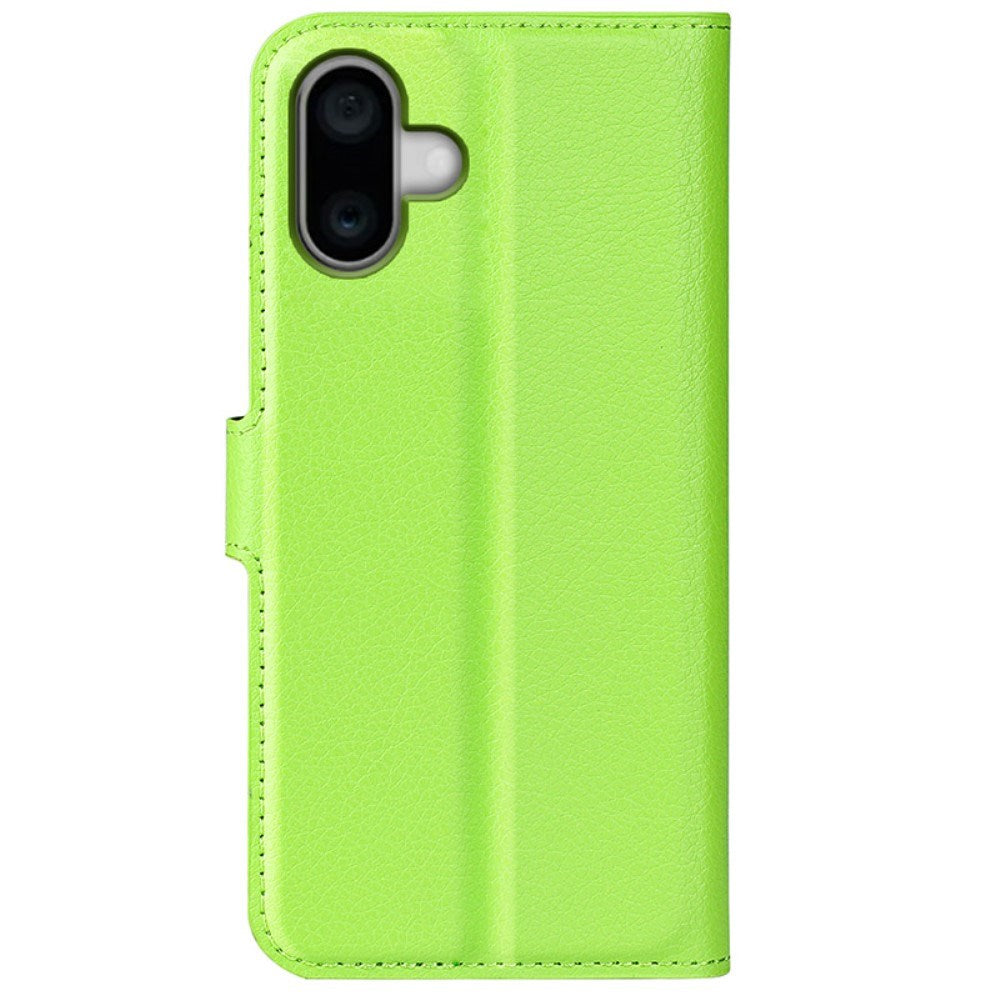 EIDERWOOD iPhone 16 Plus Litchi Læder Flip Cover m. Pung - Grøn