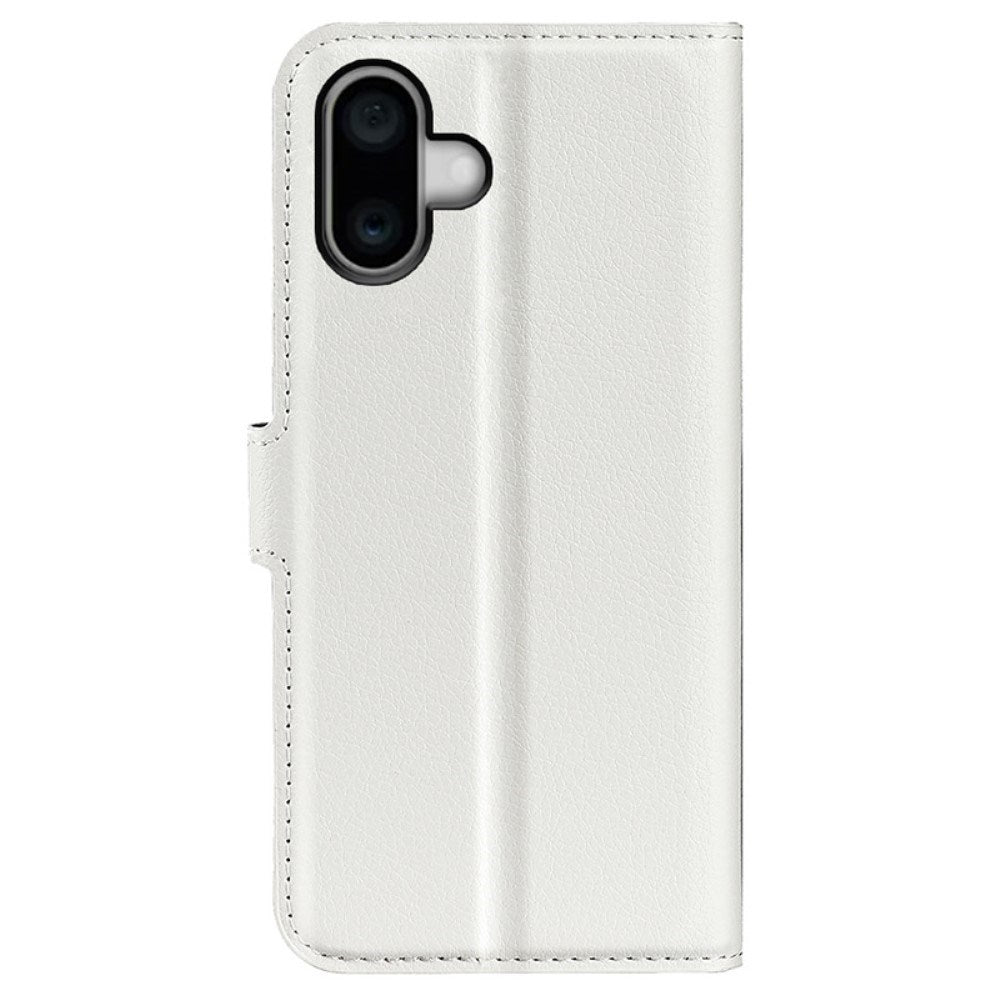 EIDERWOOD iPhone 16 Litchi Læder Flip Cover m. Pung - Hvid