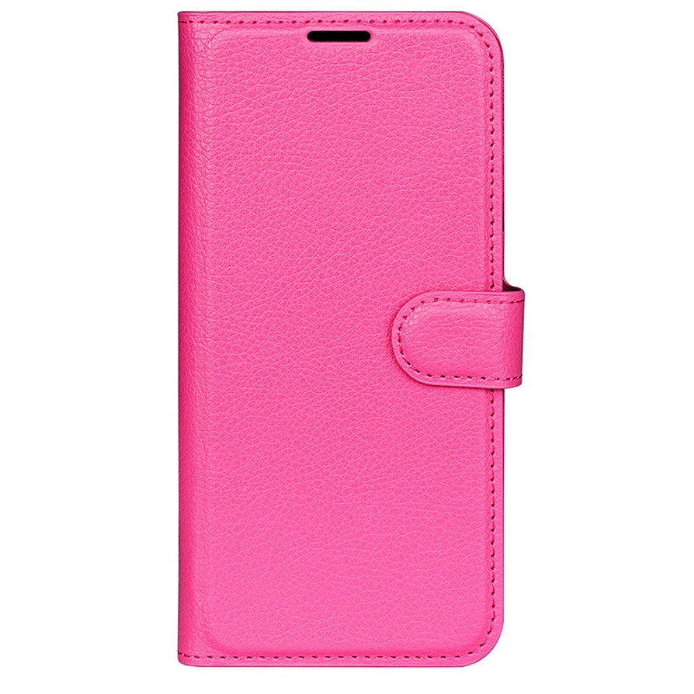 EIDERWOOD iPhone 16 Litchi Læder Flip Cover m. Pung - Pink