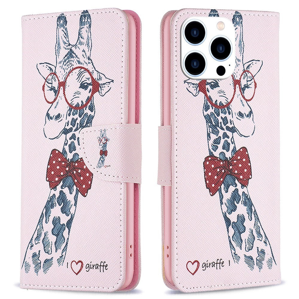 EIDERWOOD iPhone 16 Pro Læder Flip Cover m. Pung & Ståfunktion - Giraf