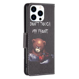 EIDERWOOD iPhone 16 Pro Max Læder Flip Cover m. Pung & Ståfunktion - "Don't Touch My Phone" - Bjørn