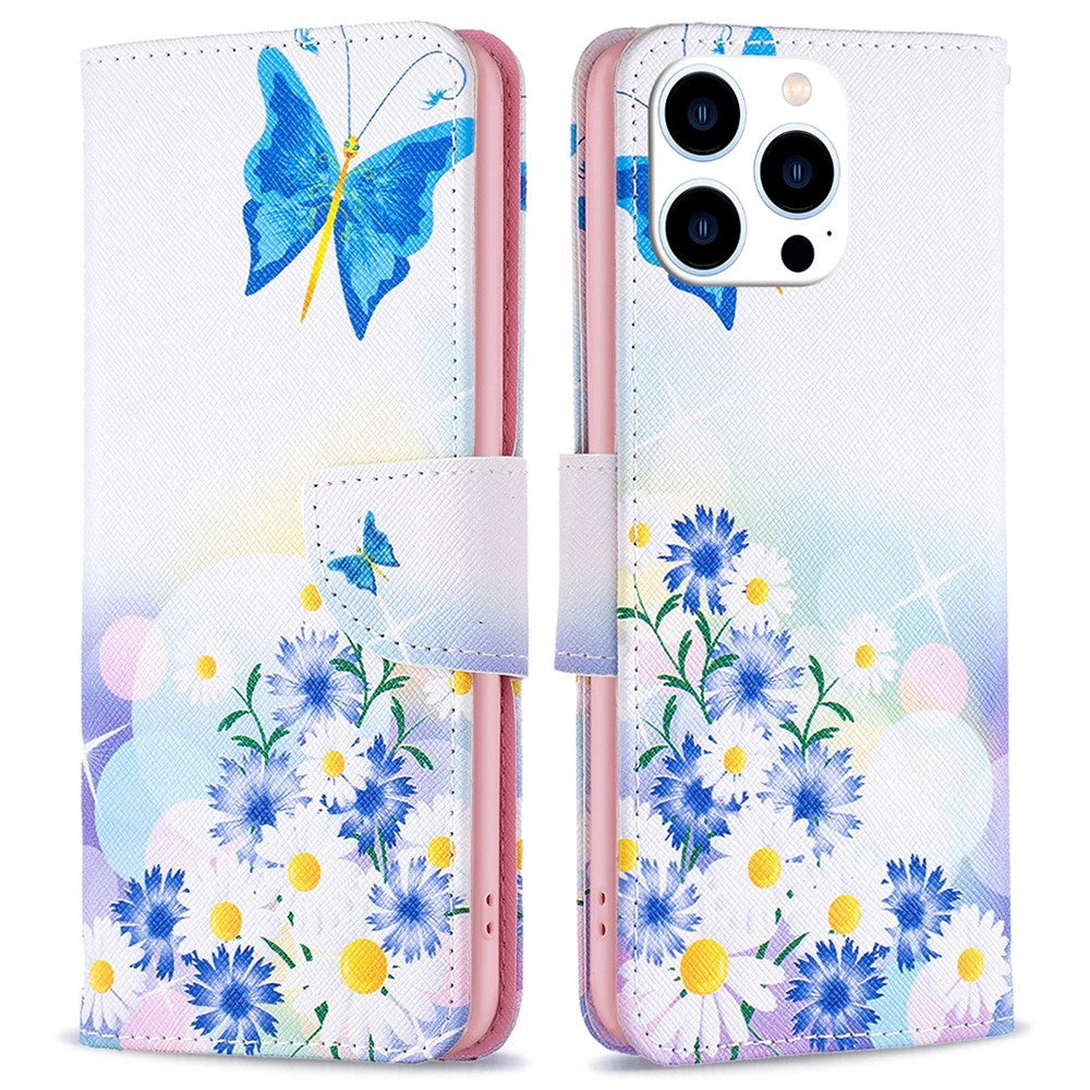 EIDERWOOD iPhone 16 Pro Max Læder Flip Cover m. Pung & Ståfunktion - Sommerfugl & Blomster