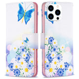 EIDERWOOD iPhone 16 Pro Max Læder Flip Cover m. Pung & Ståfunktion - Sommerfugl & Blomster