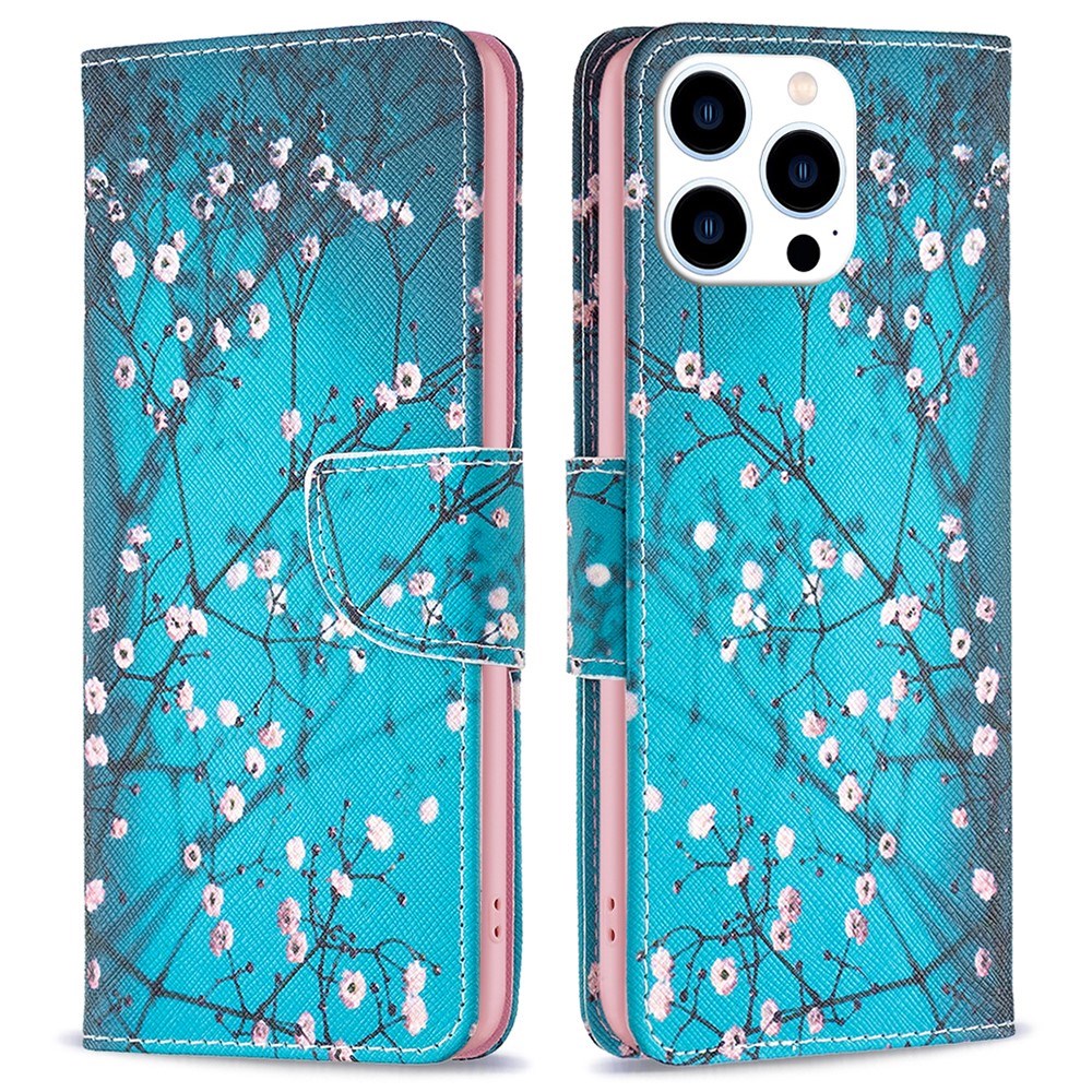 EIDERWOOD iPhone 16 Pro Max Læder Flip Cover m. Pung & Ståfunktion - Træ med Blomster