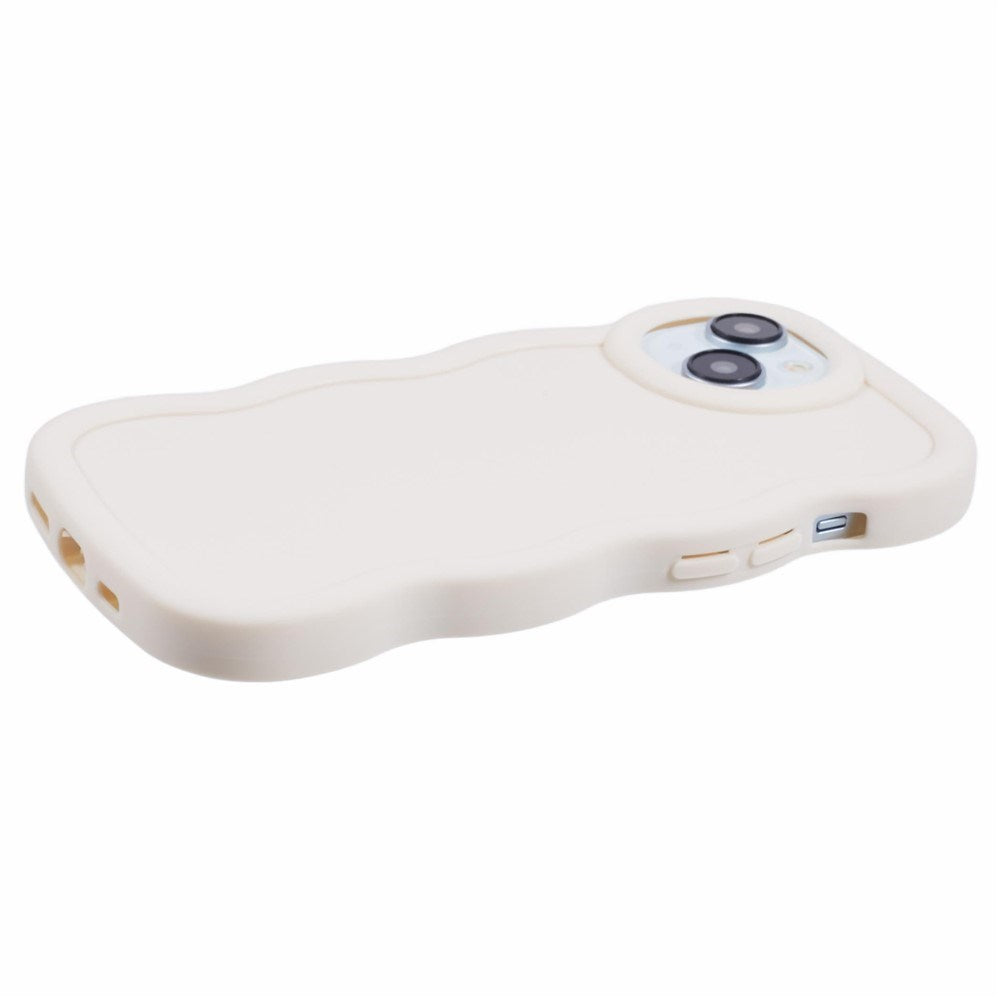 EIDERWOOD iPhone 15 Fleksibelt Plastik Wavy Mobil Cover - Hvid