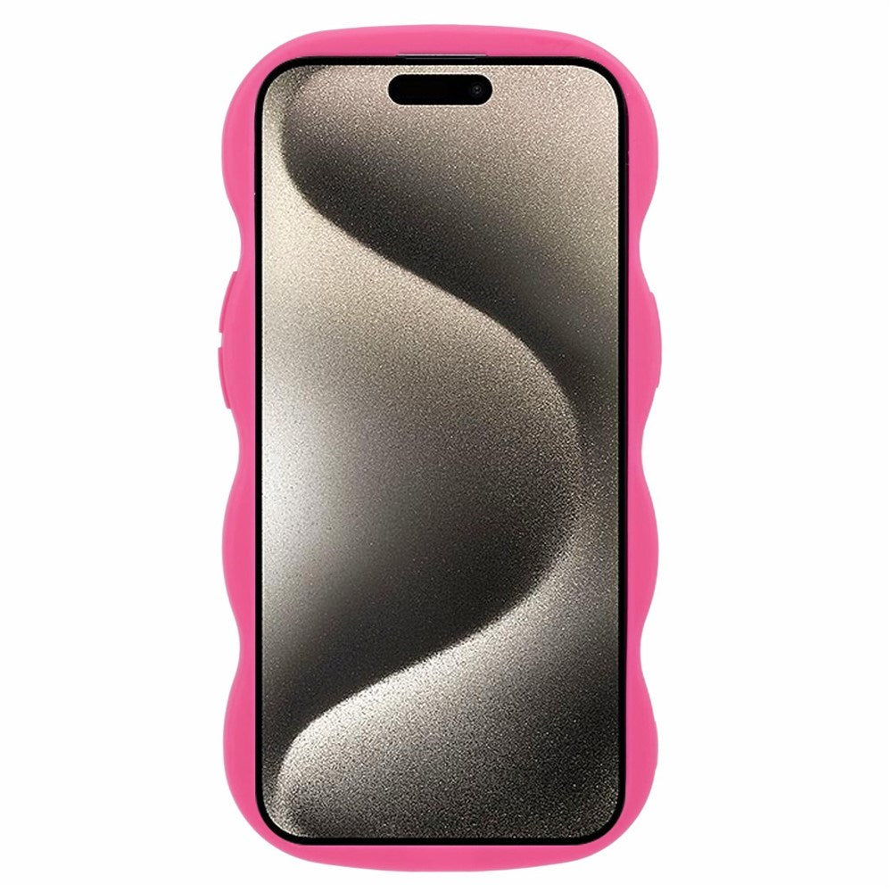 EIDERWOOD iPhone 15 Fleksibelt Plastik Wavy Mobil Cover - Pink