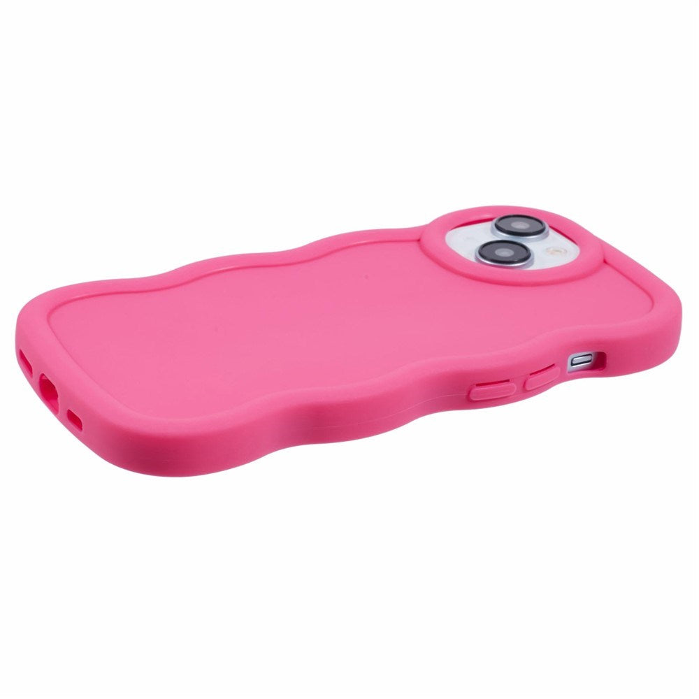 EIDERWOOD iPhone 15 Fleksibelt Plastik Wavy Mobil Cover - Pink