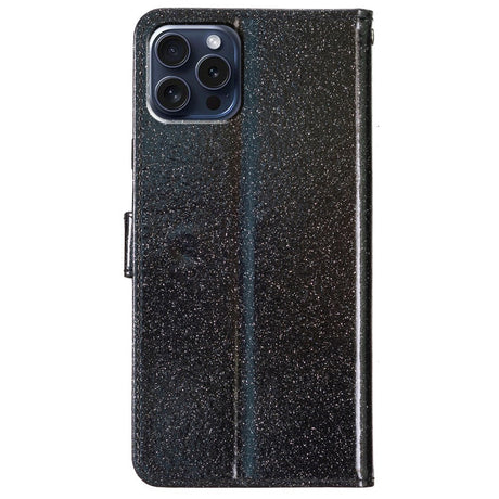 EIDERWOOD iPhone 16 Pro Læder Flip Cover m. Pung & Strop - Glimmer - Sort