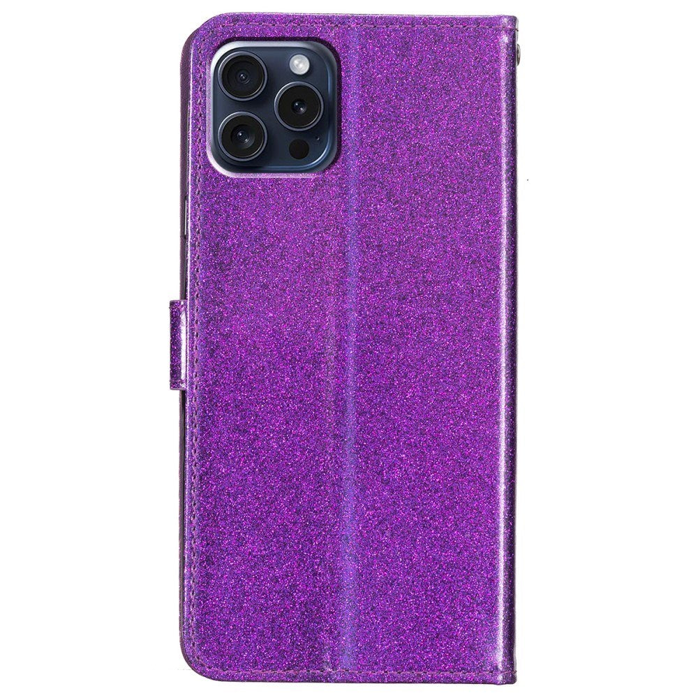 EIDERWOOD iPhone 16 Pro Læder Flip Cover m. Pung & Strop - Glimmer - Lilla