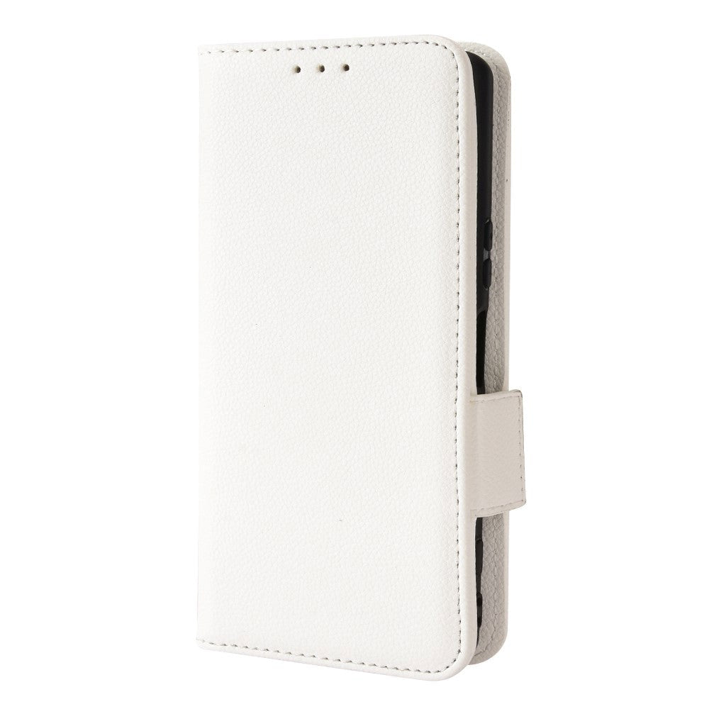 Sony Xperia 5 IV PU Litchi Læder Flip Cover m. Pung - Hvid