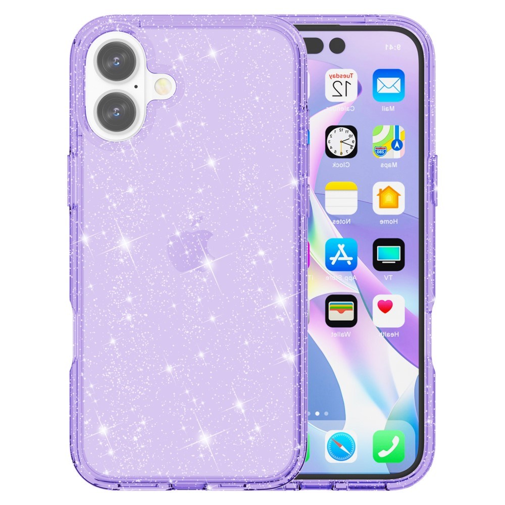 EIDERWOOD iPhone 16 Plus Hybrid Plastik Bagside Cover - Lilla Glitter