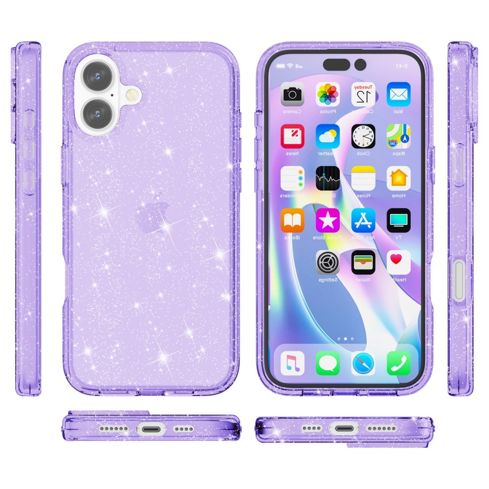 EIDERWOOD iPhone 16 Plus Hybrid Plastik Bagside Cover - Lilla Glitter