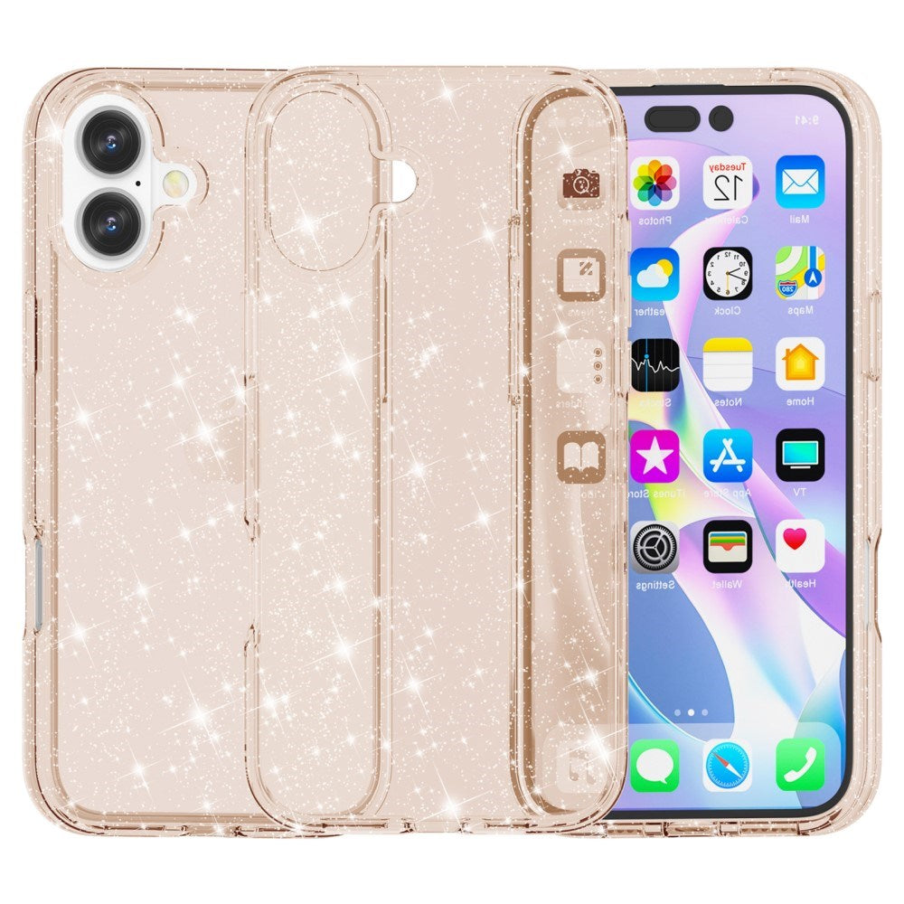 EIDERWOOD iPhone 16 Plus Hybrid Plastik Bagside Cover - Guld Glitter