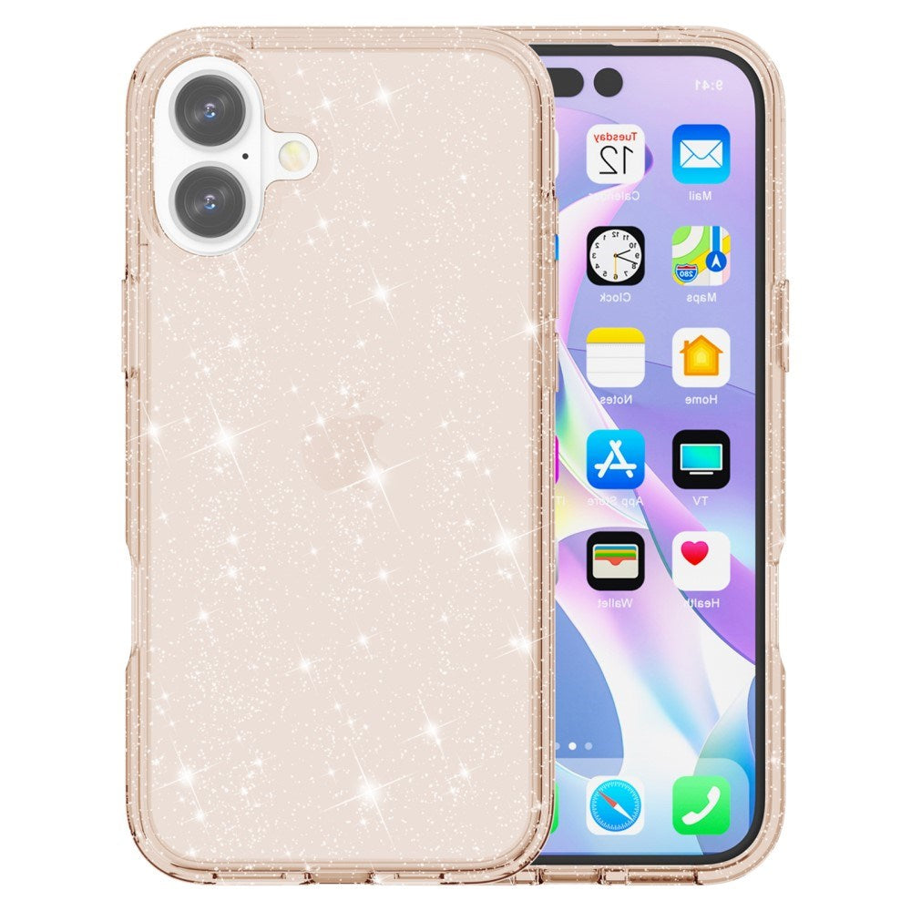 EIDERWOOD iPhone 16 Plus Hybrid Plastik Bagside Cover - Guld Glitter