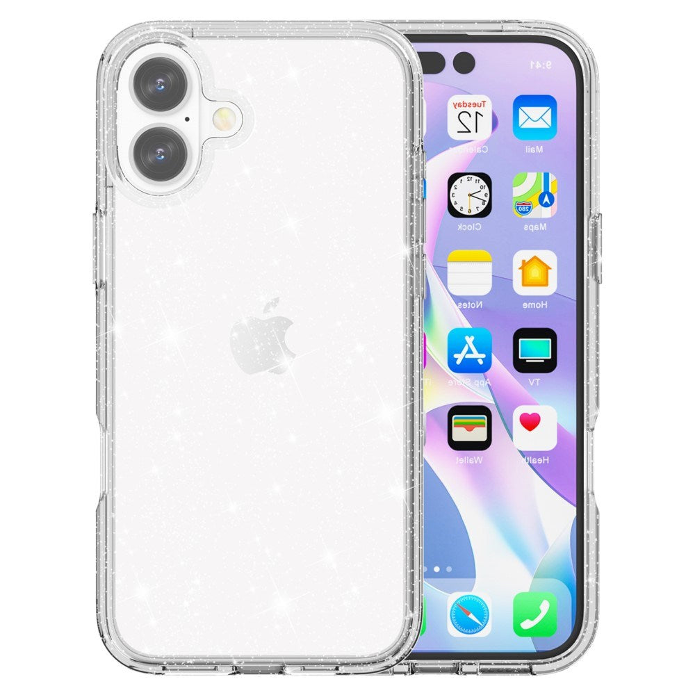 EIDERWOOD iPhone 16 Plus Hybrid Plastik Bagside Cover - Hvid Glitter