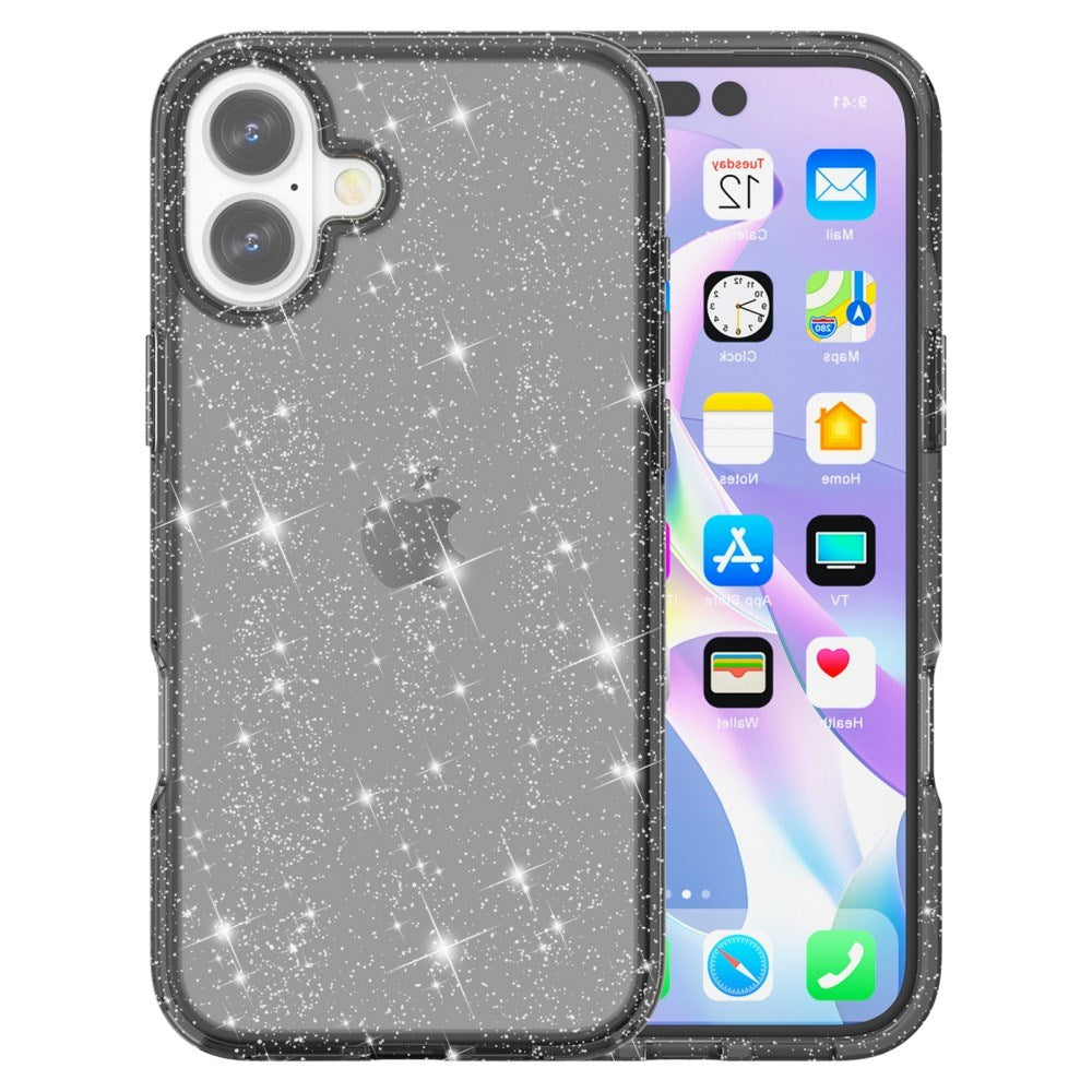 EIDERWOOD iPhone 16 Plus Hybrid Plastik Bagside Cover - Sort Glitter