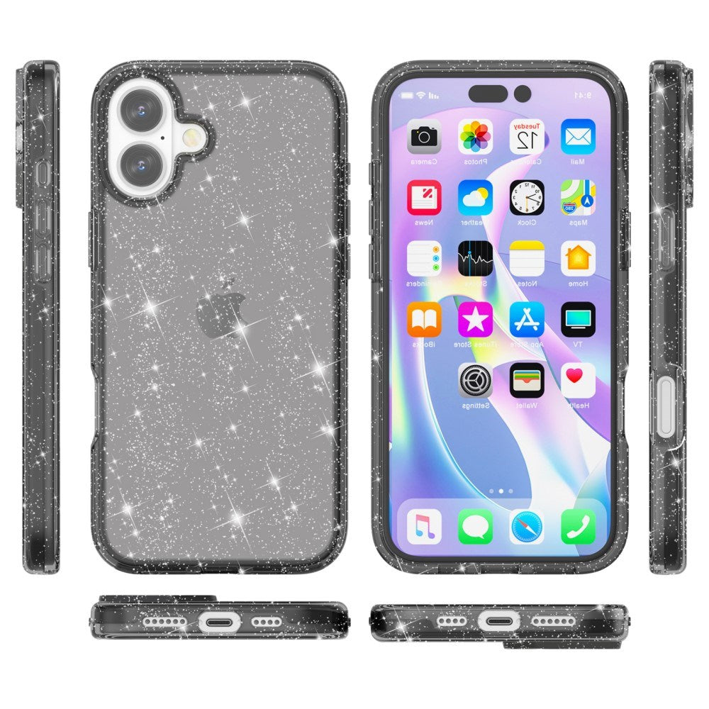 EIDERWOOD iPhone 16 Plus Hybrid Plastik Bagside Cover - Sort Glitter