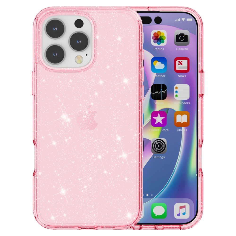 EIDERWOOD iPhone 16 Pro Max Hybrid Plastik Bagside Cover - Lyserød Glitter