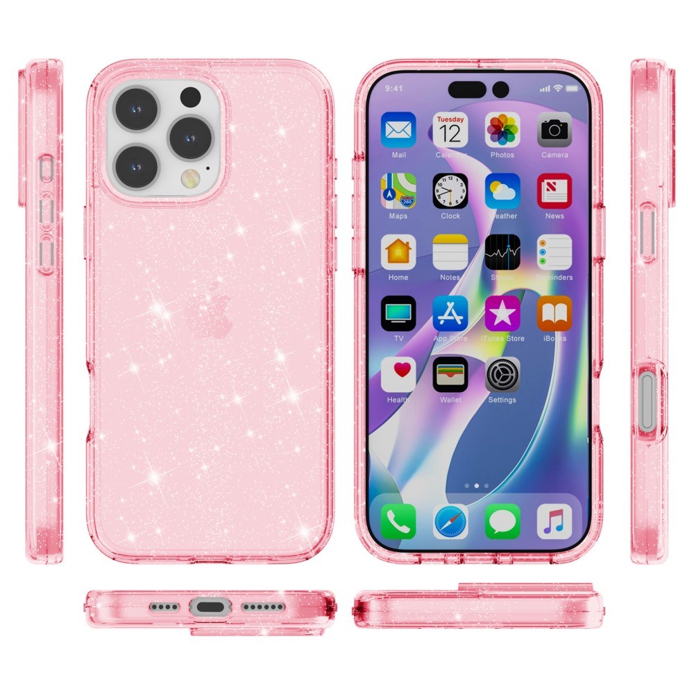 EIDERWOOD iPhone 16 Pro Max Hybrid Plastik Bagside Cover - Lyserød Glitter