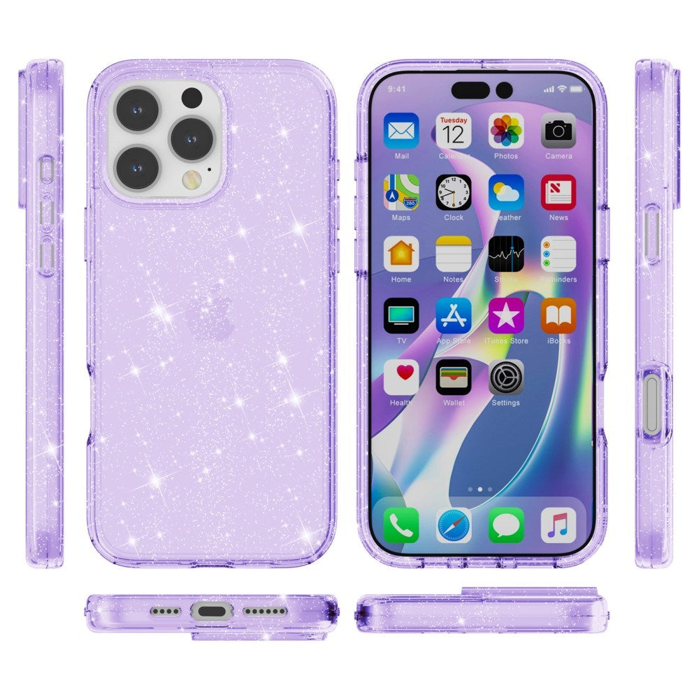 EIDERWOOD iPhone 16 Pro Max Hybrid Plastik Bagside Cover - Lilla Glitter