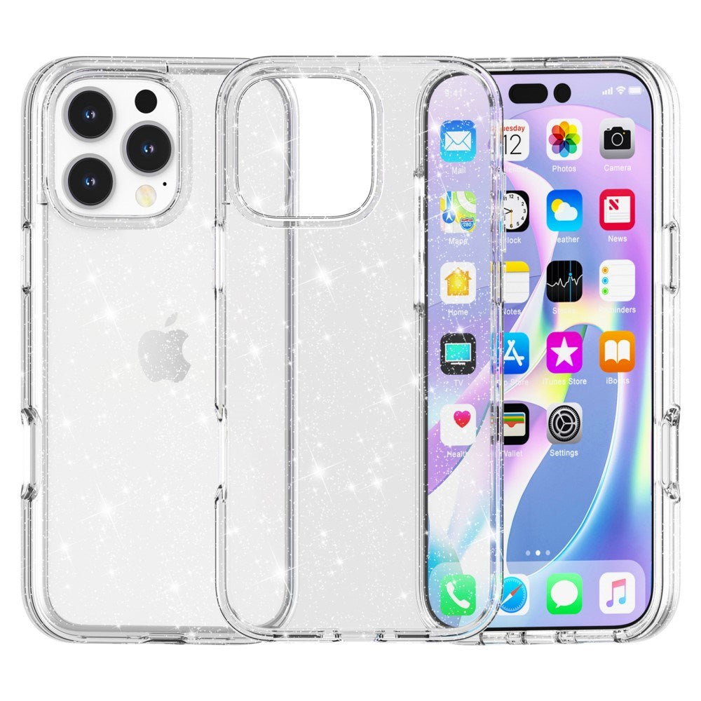 EIDERWOOD iPhone 16 Pro Hybrid Plastik Bagside Cover - Hvid Glitter