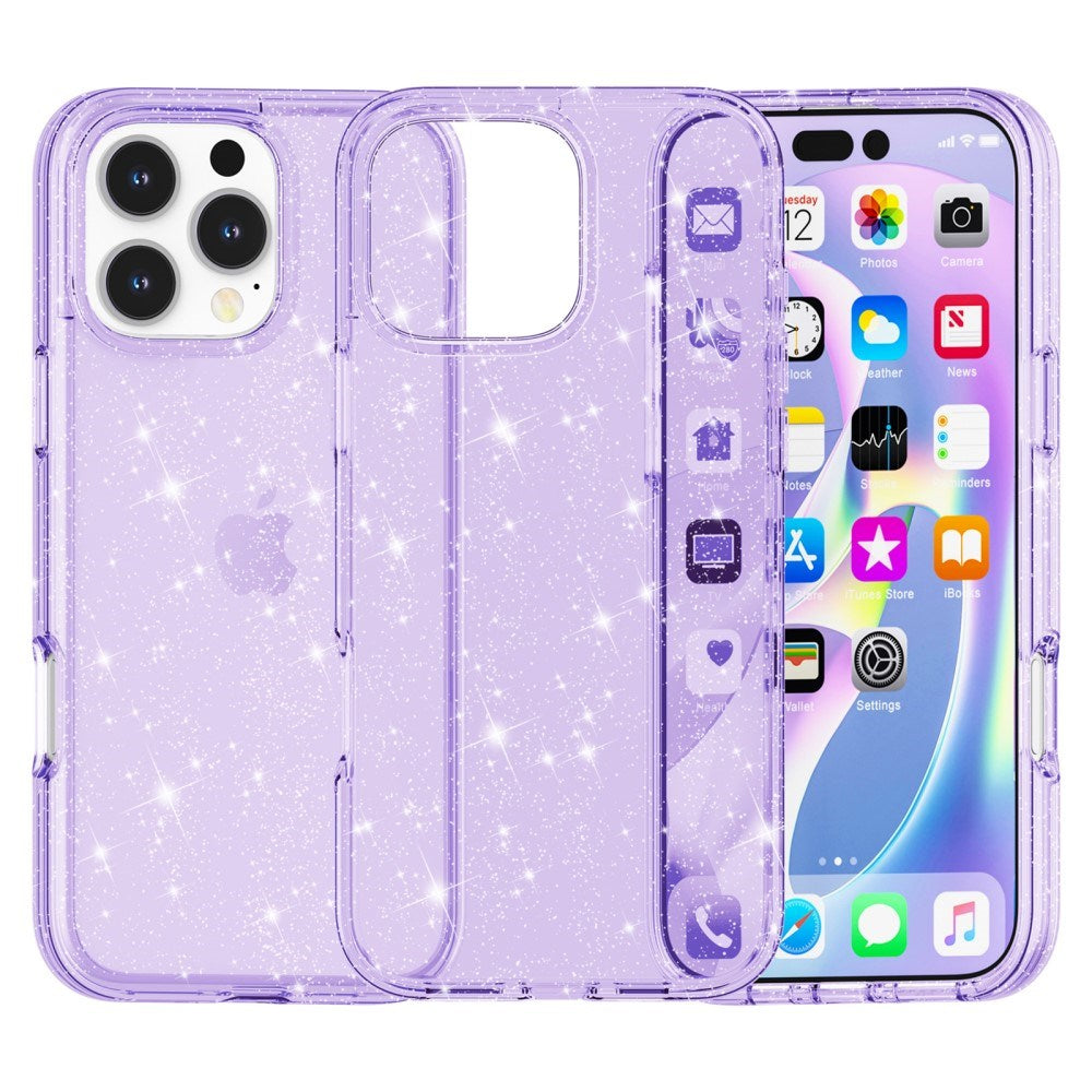 EIDERWOOD iPhone 16 Pro Hybrid Plastik Bagside Cover - Lilla Glitter