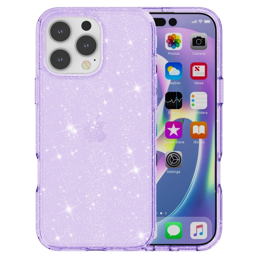 EIDERWOOD iPhone 16 Pro Hybrid Plastik Bagside Cover - Lilla Glitter