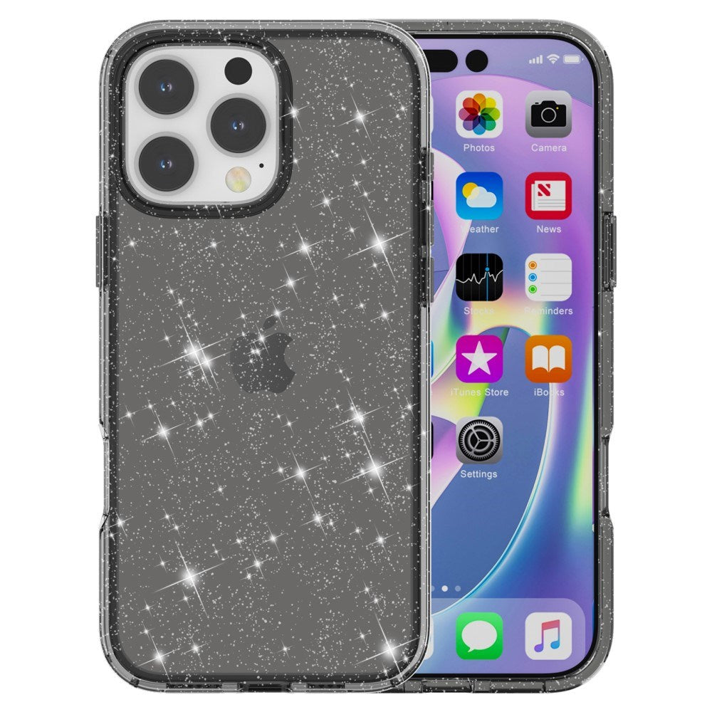 EIDERWOOD iPhone 16 Pro Hybrid Plastik Bagside Cover - Sort Glitter