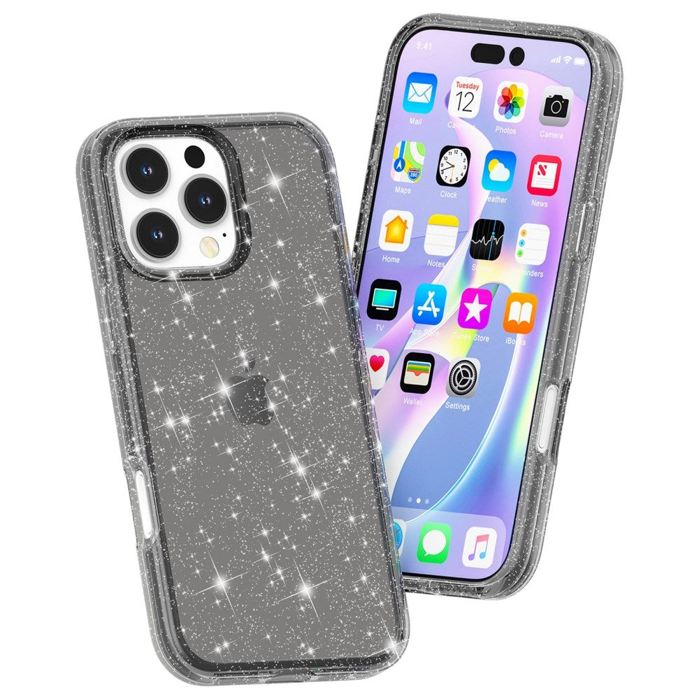 EIDERWOOD iPhone 16 Pro Hybrid Plastik Bagside Cover - Sort Glitter