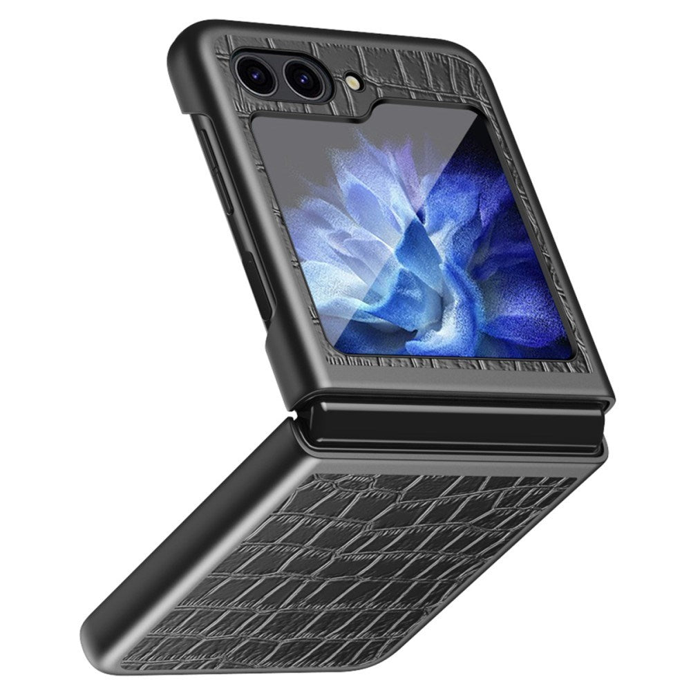 EIDERWOOD Samsung Galaxy Z Flip6 Læderbetrukket Plastik Bagside Cover m. Tekstur - Sort