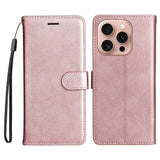 EIDERWOOD iPhone 16 Pro Kunstlæder Flip Cover m- Pung og Strop - Rose Gold