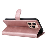 EIDERWOOD iPhone 16 Pro Kunstlæder Flip Cover m- Pung og Strop - Rose Gold