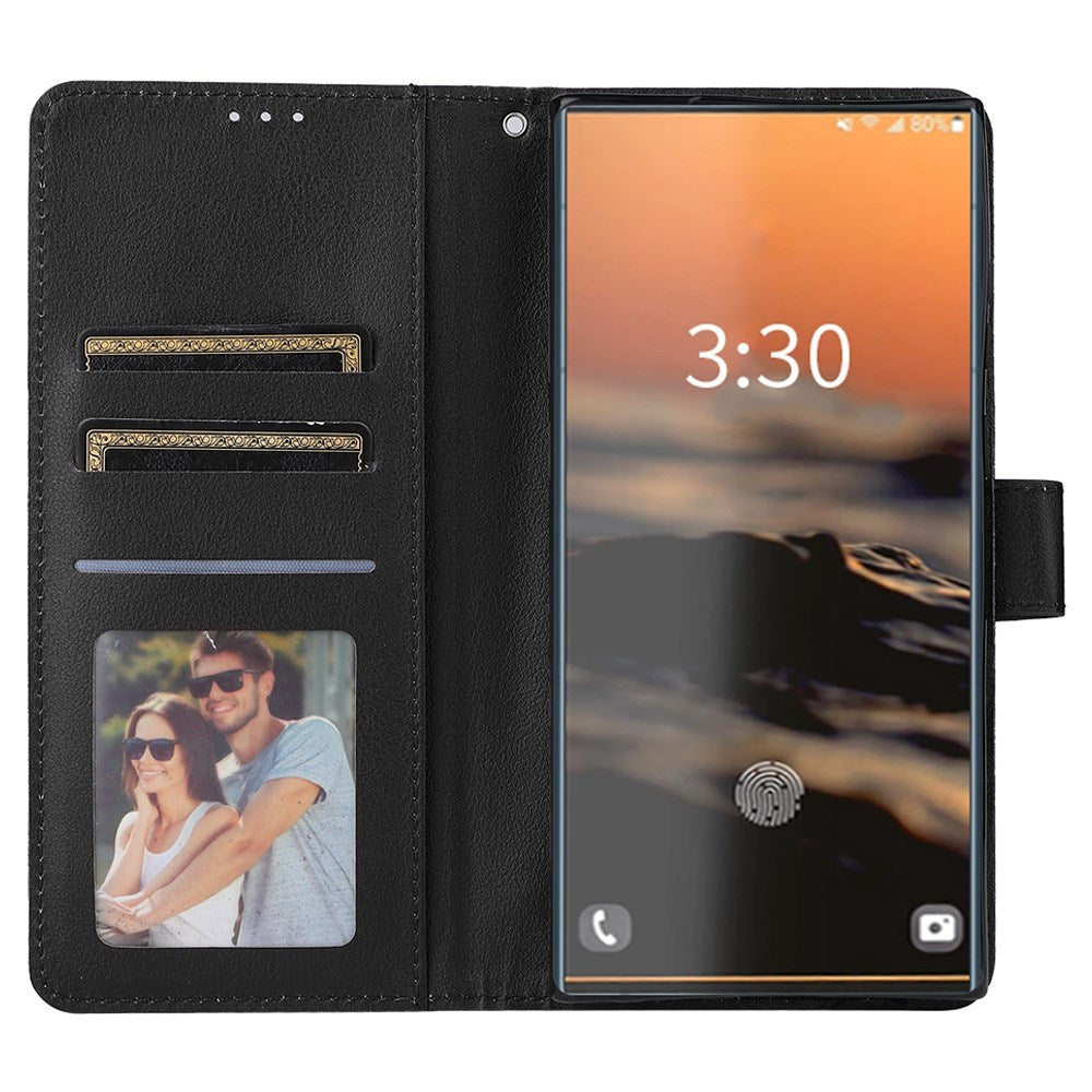 EIDERWOOD Samsung Galaxy S23 Ultra Blankt Kunstlæder Flip Cover m. Pung & Ståfunktion - Sort
