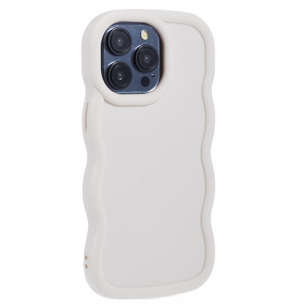 EIDERWOOD iPhone 15 Pro Fleksibelt Plastik Wavy Mobil Cover - Hvid