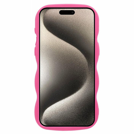 EIDERWOOD iPhone 15 Pro Fleksibelt Plastik Wavy Mobil Cover - Pink