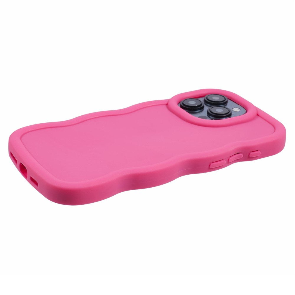EIDERWOOD iPhone 15 Pro Fleksibelt Plastik Wavy Mobil Cover - Pink