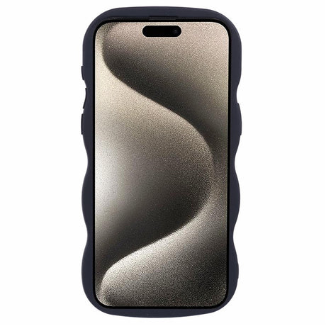 EIDERWOOD iPhone 15 Pro Fleksibelt Plastik Wavy Mobil Cover - Sort