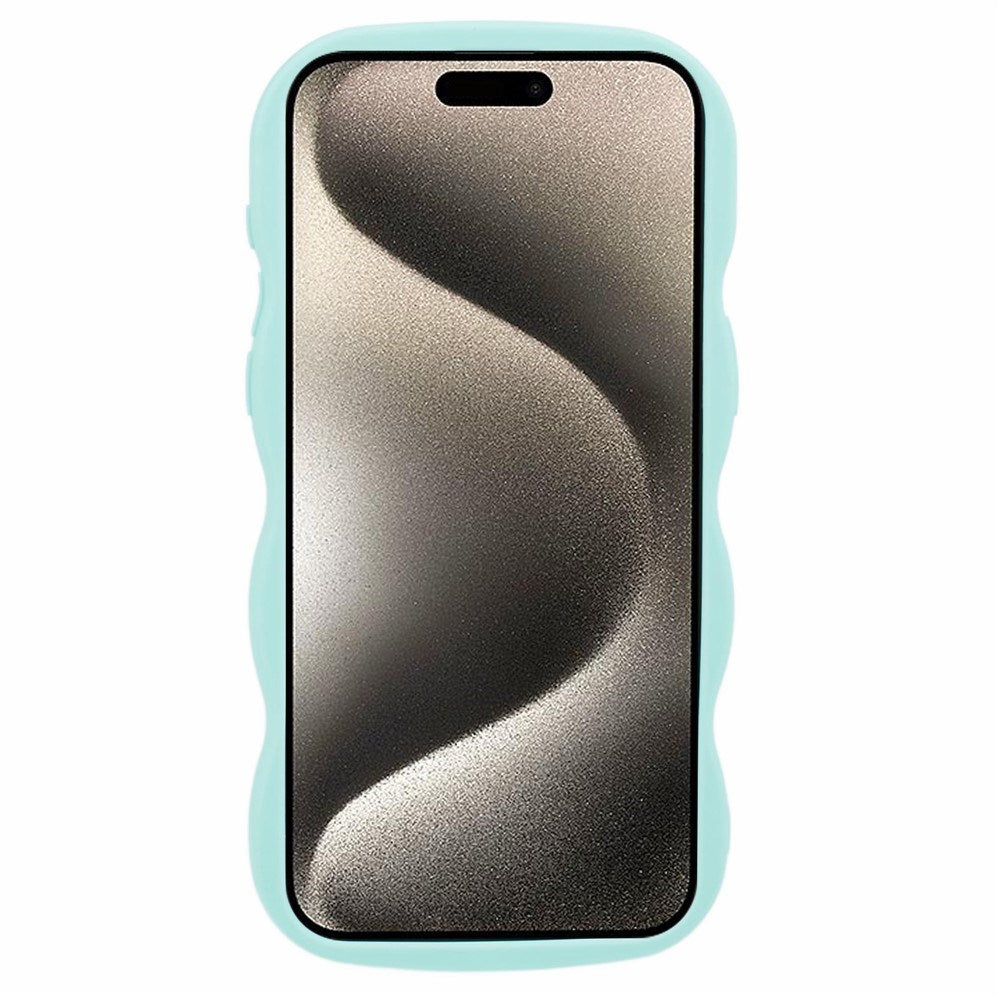 EIDERWOOD iPhone 15 Pro Fleksibelt Plastik Wavy Mobil Cover - Blå