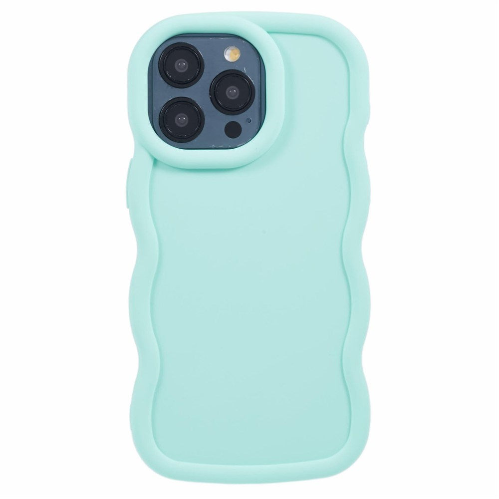 EIDERWOOD iPhone 14 Pro Fleksibelt Plastik Wavy Mobil Cover - Blå
